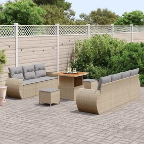 vidaXL Σετ Καναπέ Κήπου 10 pcs Μπεζ συνθετικό ρατάν