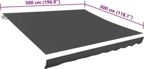 vidaXL Ανταλλακτικό Ύφασμα Τέντας Γκρι 480x295 εκ. Πολυεστέρας