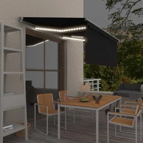 vidaXL Χειροκίνητη τέντα με ηλιακό LED 3,5 x 2,5 m Ανθρακί