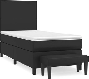 vidaXL Κρεβάτι Boxspring με Στρώμα Μαύρο 80 x 200 εκ. Συνθετικό Δέρμα