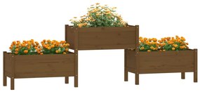 vidaXL Ζαρντινιέρα Καφέ Μελί 245,5 x 44 x 75 εκ. από Μασίφ Ξύλο Πεύκου
