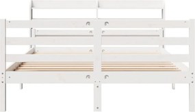 vidaXL Πλαίσιο Κρεβατιού Κεφαλάρι Λευκό 150x200εκ Μασίφ Πεύκο