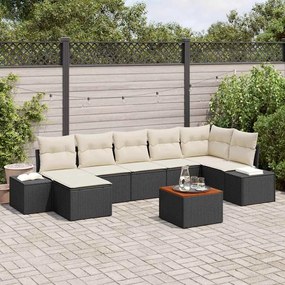 vidaXL Σετ Καναπέ Κήπου με μαξιλάρι 8 pcs Μαύρο Πολυ ράταν