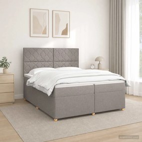 vidaXL Κρεβάτι box spring με στρώμα Taupe 200 x 200 cm Ύφασμα