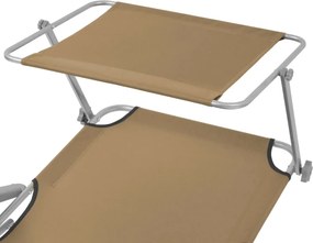 vidaXL Ξαπλώστρα Πτυσσόμενη Χρώμα Taupe Ατσάλινη με Σκίαστρο