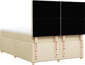 vidaXL Κρεβάτι Boxspring με Στρώμα Κρεμ 140x200 εκ. Υφασμάτινο