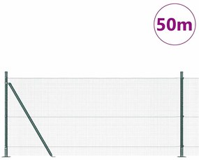 vidaXL Φράχτης με Στήλες. Πράσινο 1 x 50 m Ατσάλι