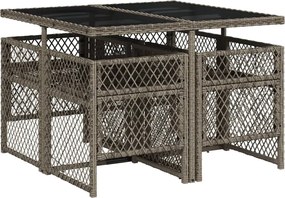 vidaXL Σετ Τραπεζαρίας Κήπου 5 τεμ. Γκρι Συνθ. Ρατάν με Μαξιλάρια