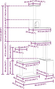vidaXL Δέντρο γάτας με στύλους ξύρας Κρεμ 177,5 εκ