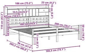 ΚΡΕΒΑΤΙ ΒΙΒΛΙΟΘΗΚΗ ΧΩΡΙΣ ΣΤΡΩΜΑ 180X200 ΕΚ ΜΑΣΙΦ ΞΥΛΟ ΠΕΥΚΟΥ 3322270