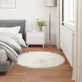 vidaXL Χαλί από τεχνητό πρόβειο δέρμα TAFALLA Λευκό Ø 80 cm