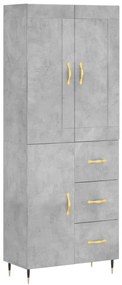 vidaXL Ντουλάπι Γκρι Σκυροδέματος 69,5x34x180 εκ. Επεξεργασμένο Ξύλο