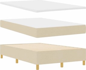 vidaXL LED Κρεβάτι με βάθρο με στρώμα Κρεμ 120 x 200 cm ύφασμα