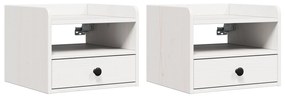 vidaXL Κομοδίνα 2 pcs Λευκό 38 x 36 x 29.5 εκ Συμπαγές ξύλο πεύκου