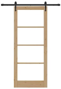 vidaXL Συρόμενη Πόρτα Χειροκίνητος Καφέ 86 x 211 cm Ξύλο και μέταλλο