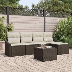 vidaXL Σετ Καναπέ με μαξιλάρι 6 pcs Καφέ συνθετικό ρατάν