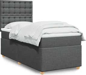 vidaXL Κρεβάτι Boxspring με Στρώμα Σκούρο Γκρι 80x200 εκ. Υφασμάτινο