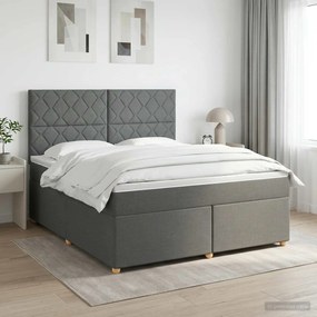 vidaXL Κρεβάτι box spring με στρώμα Σκούρο Γκρι 160 x 200 cm Ύφασμα