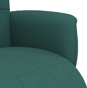 vidaXL Πολυθρόνα Ανακλινόμενη με Υποπόδιο Σκούρο Πράσινο Υφασμάτινη