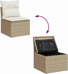 vidaXL Σετ Καναπέ Κήπου 12 τεμ. 7-Αριθμός καθισμάτων Μπεζ Πολυ ράταν