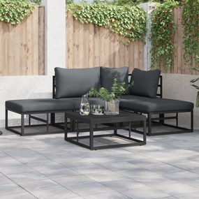vidaXL Σετ Καναπέ Κήπου 4 pcs Μαύρο 211.5 x 141.5 x 71 εκ Αλουμίνιο