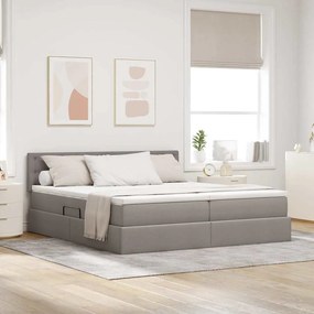 vidaXL Κρεβάτι Αποθήκης με στρώμα Taupe 200 x 200 cm Τεχνητό Δέρμα