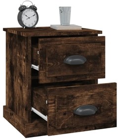 vidaXL Κομοδίνα 2 τεμ. Καπνιστή Δρυς 39x39x47,5 εκ. Επεξεργασμένο Ξύλο