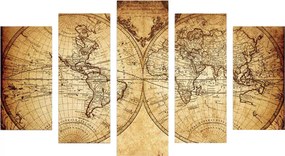 ΠΕΝΤΑΠΤΥΧΟΣ ΠΙΝΑΚΑΣ MDF VINTAGE WORLD MAP HM7206.06 100X60x0,3 εκ.