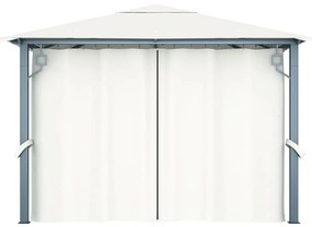 vidaXL Κιόσκι με Κουρτίνα και Φωτάκια LED Κρεμ 3 x 3 μ. Αλουμινίου