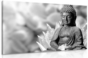 Εικόνα ενός ειρηνικού Βούδα σε ασπρόμαυρο - 90x60
