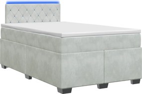vidaXL Κρεβάτι Box Spring με Στρώμα και LED Ανοιχτό γκρι 120 x 200 cm