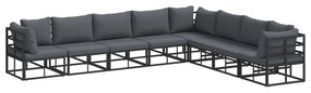 Σετ Καναπέ Κήπου με μαξιλάρι 8 pcs Μαύρο Αλουμίνιο