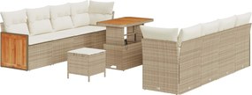 vidaXL Σετ Καναπέ Κήπου με μαξιλάρι 11 pcs Μπεζ και Κρέμα