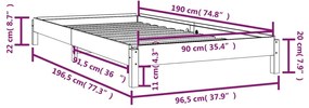 Κρεβάτι Στοιβαζόμενο Λευκός 90x190 εκ. από Μασίφ Ξύλο Πεύκου - Λευκό