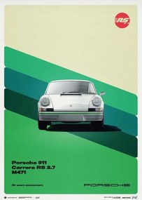 Εκτύπωση τέχνης Porsche 911 RS - 50th Anniversary - 1973 - White, Automobilist