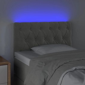 Κεφαλάρι Κρεβατιού LED Ανοιχτό Γκρι 80x7x78/88 εκ. Βελούδινο - Γκρι