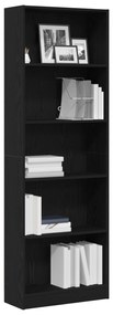 vidaXL Μαύρη Δρύινη Βιβλιοθήκη - 60x24x176 εκ