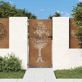 vidaXL Πύλη Κήπου με Σχέδιο Δέντρο 85 x 175 εκ. από Ατσάλι Corten