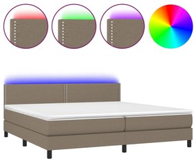 ΚΡΕΒΑΤΙ BOXSPRING ΜΕ ΣΤΡΩΜΑ &amp; LED TAUPE 200X200 ΕΚ. ΥΦΑΣΜΑΤΙΝΟ 3133105