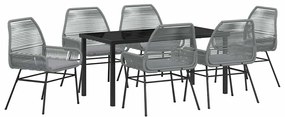 vidaXL Σέτ φαγητού για κήπο 7 pcs Γκρι συνθετικό ρατάν