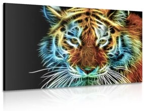 Εικόνα του κεφαλιού μιας τίγρης σε αφηρημένο σχέδιο - 120x80