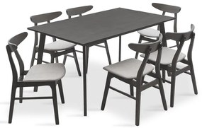 Tραπεζαρία Benson - Orlean pakoworld σετ 7τμχ rustic grey - ύφασμα γκρι 150x90x75εκ