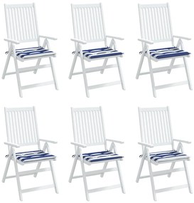 vidaXL Μαξιλάρια Καρέκλας 6 τεμ. Μπλε/Λευκό Ριγέ 50x50x3 εκ Υφασμάτινα