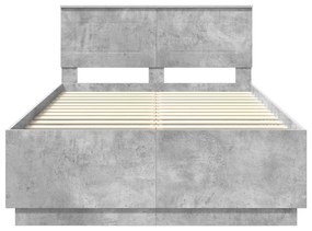 vidaXL Σκελετός Κρεβατιού με κεφαλάρι Σκυρόδεμα Γκρι 135 x 190 cm