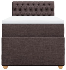 vidaXL Κρεβάτι Boxspring με Στρώμα Σκούρο Καφέ 80x200 εκ. Υφασμάτινο