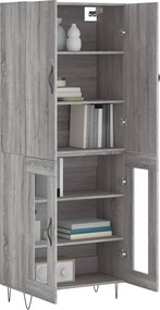 vidaXL Ντουλάπι Γκρι Sonoma 69,5 x 34 x 180 εκ. Επεξεργασμένο Ξύλο