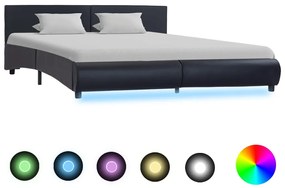 vidaXL Πλαίσιο Κρεβατιού με LED Μαύρο 180x200 εκ. από Συνθετικό Δέρμα