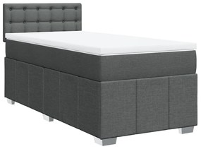 vidaXL Κρεβάτι Boxspring με Στρώμα Σκούρο Γκρι 90x190 εκ. Υφασμάτινο