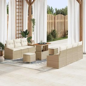 vidaXL Σετ Καναπέ Κήπου με μαξιλάρι 10 pcs Μπεζ, Κρέμα 90 x 55 x 71 cm