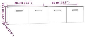 Ντουλάπια Τοίχου 2 τεμ. Καφέ δρυς 80x35x36,5 εκ. Επεξ. Ξύλο - Καφέ